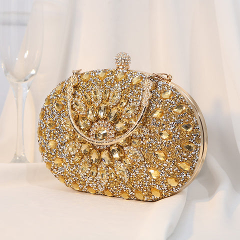 Handheld bag with alloy flower diamond inlaid diamond dinner bag m3331048