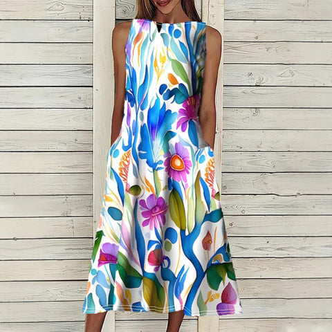 Vest print elegant plus size dress m301207