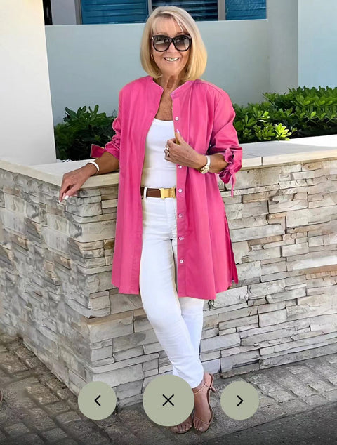 Single-breasted professional lapel temperament commuter cardigan solid color long-sleeved cotton shirt slim-fit m301931