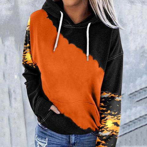 Casual Graphic Tops Long Sleeve Halloween Face Printed Hoodies M800009