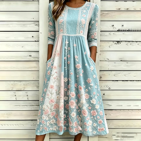 Mode Digitaldruck weites Kleid Blumen m303053