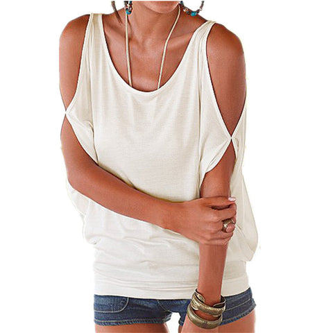 Off shoulder bat loose short sleeved T-shirt casual top m300108