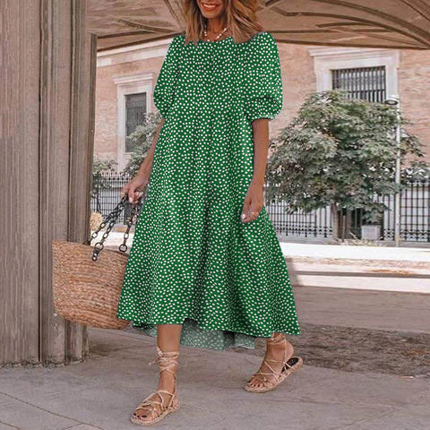 Casual long-sleeved plaid frilly loose dress m301460
