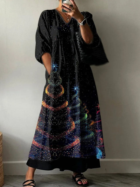 Casual women's fashion tie-dye printing V-neck medium and long jumpsuit m301302