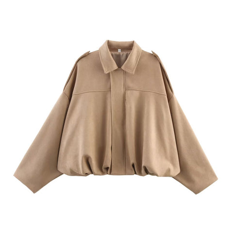 Fashion suede textured effect bomber jacket jacket top m302116