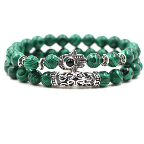 Black Gallstone Elastic Bracelet Skull Pendant Natural Turquoise Tiger Eye Tassel Crystal Volcanic Stone Beaded Bracelet m3331320