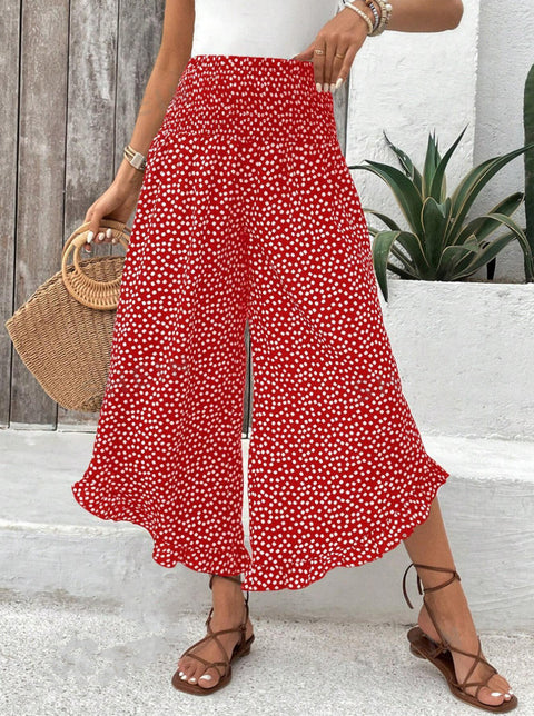Casual polka dot loose high waist waist thin wide leg pants m302764