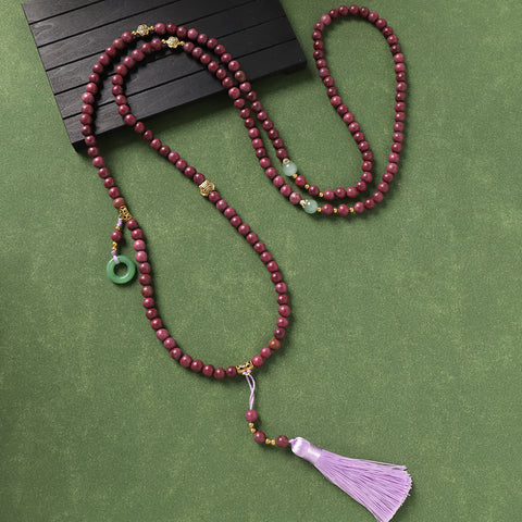 Guofeng Crossbody Chain Ya Bai Buddha Bead Fringed Necklace Retro Sweater Chain m3331290