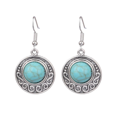 Beach holiday fashion alloy geometric earrings female acrylic turquoise fashion texture earrings m5010555