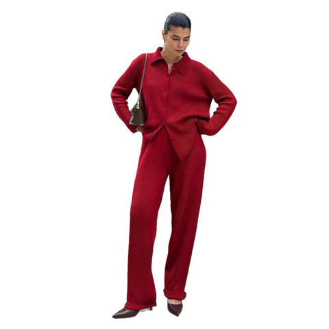 Autumn and winter new temperament loose commuting pit strip sweater set m301796