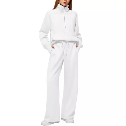 Women's two-piece oversized half-zipper sweatshirt wide-leg sweatpants casual cover m301809