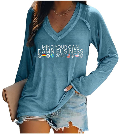 Women's V-neck long sleeve horror red graffiti 3D digital printing m301556