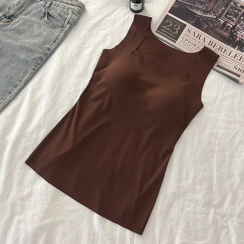 New Bose Muscle Bottom Shirt Solid Color No-Wear Bra Machine Washable Semi-Fixed Cup Bottom Vest Top m302823