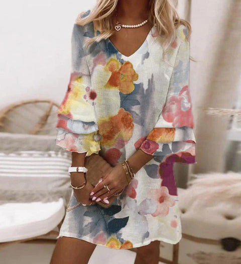 3D digital printing V-neck sleeveless dress m301223