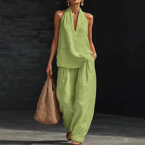 Women's linen two-piece vest vest set commuter m302512