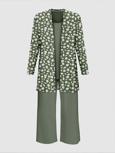 Jacket with vest top and elegant slacks 3-piece women's set m302760