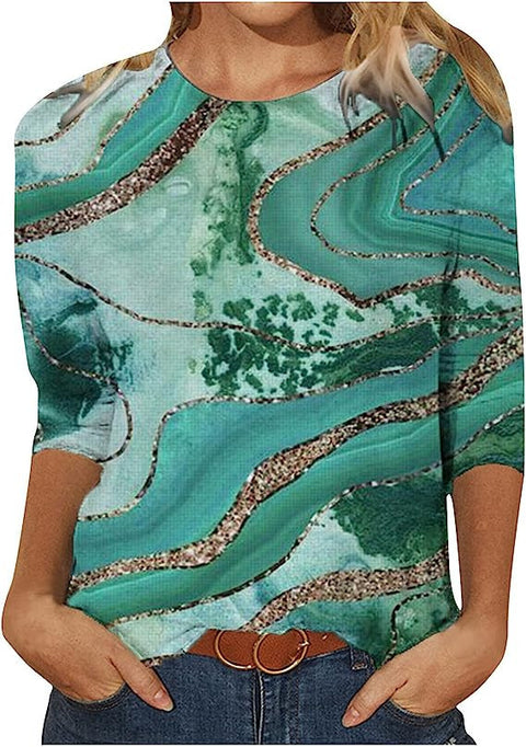 Crew neck print solid color T-shirt m300770