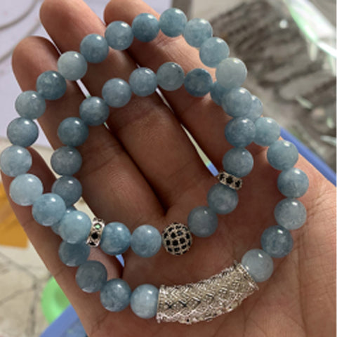 Tiger's eye copper micro-inlaid elastic bracelet black matte zircon m3331288