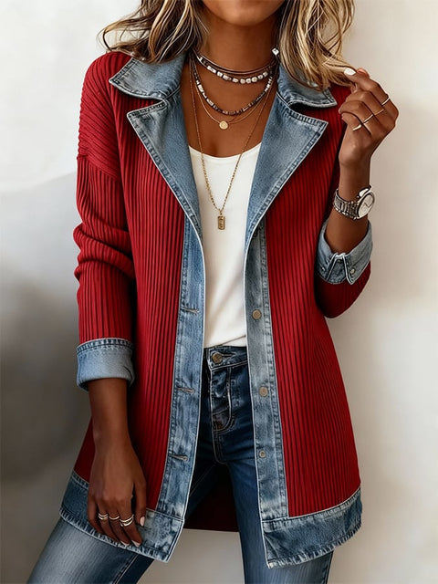 Neue Damenbekleidung modische und elegante figurbetonte Langarm-Spleißjacke m303210