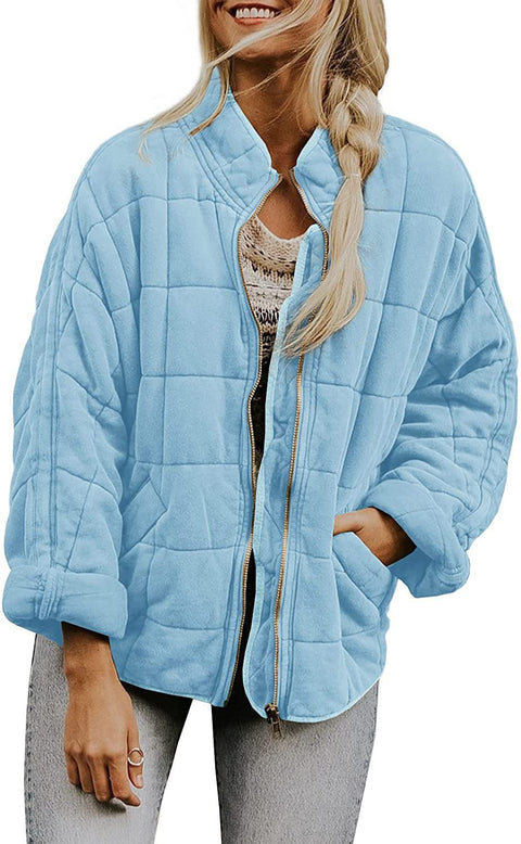 Stand-up collar cotton-padded jacket loose long-sleeved pocket jacket m303241