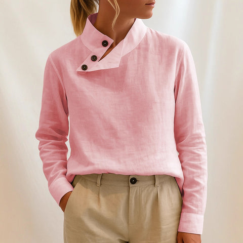 Casual stand-up collar long-sleeved regular pullover digital printing women's T-shirt FF303118