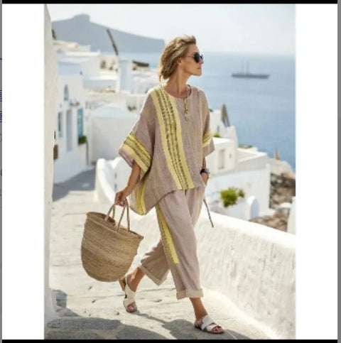 Ramie Bamboo Fiber Top Women's Summer Loose Casual Versatile V-Neck Feifei Sleeve Shirt m301525