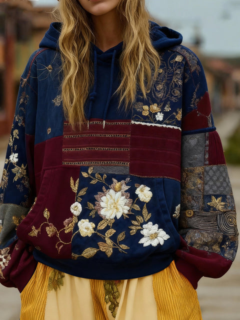 casual hooded long-sleeved pullover, regular digital printing women's sweater m303127