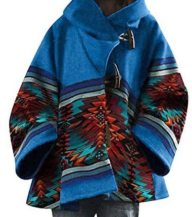 New women's loose retro printed woolen jacket m300677