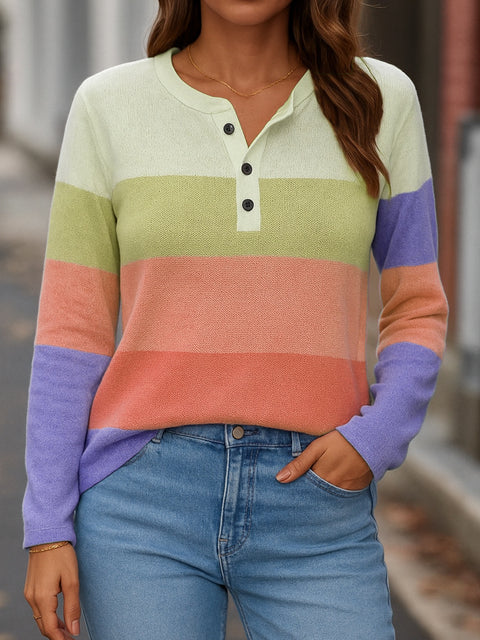 Casual V-neck long-sleeved loose pullover digital printing women's T-shirt m303119