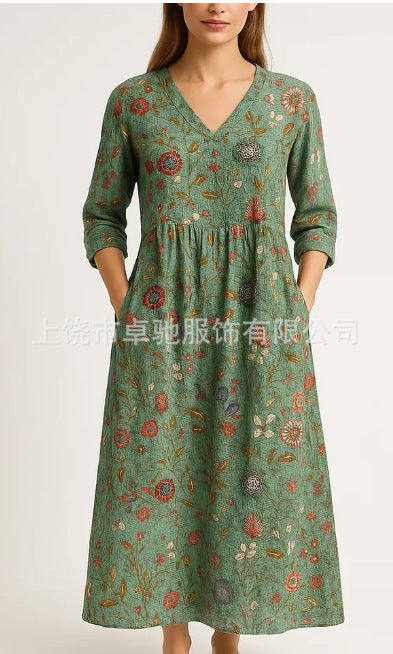 3D printing Amazon European and American summer casual loose long-sleeved dress m301729