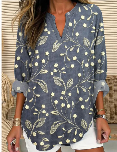 Floral 3D digital printing women's fashion crew neck loose shirt top m301357