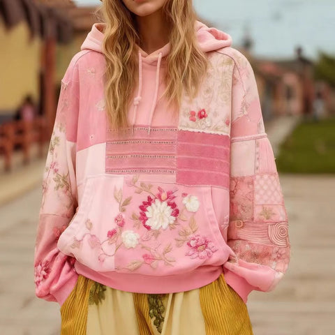 casual hooded long-sleeved pullover, regular digital printing women's sweater m303127