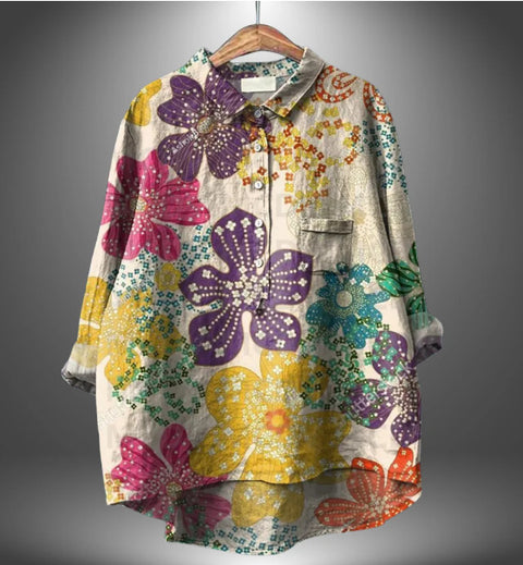 Loose printing round neck casual large size women's T-shirt m302702