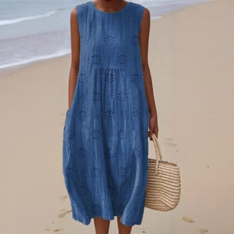 Sleeveless printed temperament long dress dress m301527