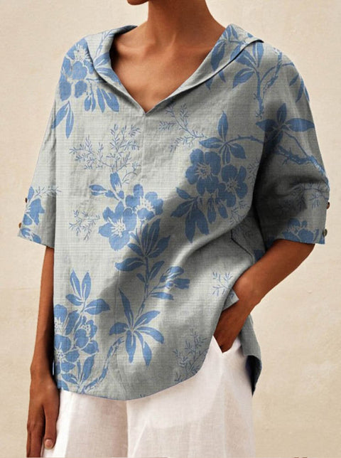 Solid color cotton and linen loose hooded top T-shirt m302700