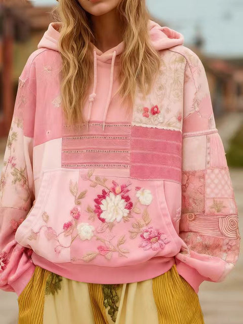 casual hooded long-sleeved pullover, regular digital printing women's sweater m303127