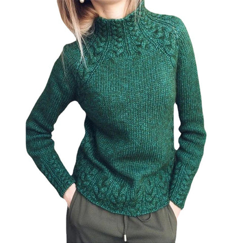 Women's sweater solid color twist sweater knitted m300504