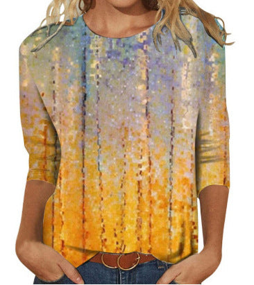 Crew neck print solid color T-shirt m300770