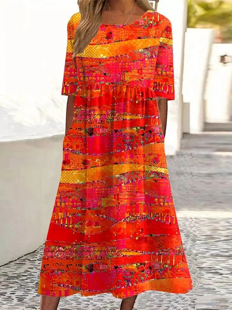 Fashion digital print big wide dress m302128