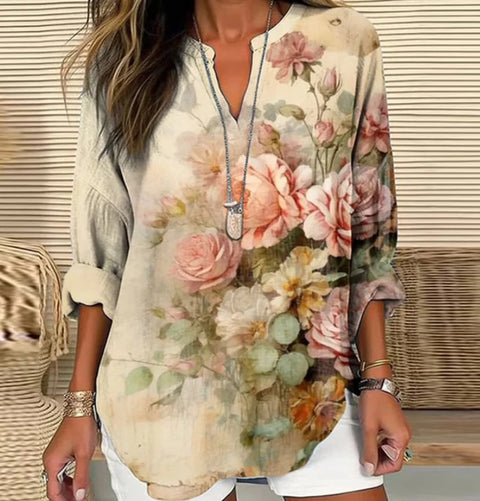 Loose printing round neck casual large size pullover women's clothing T m301359