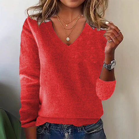 Loose temperament wool pullover knitted sweater V-neck sweater m301992