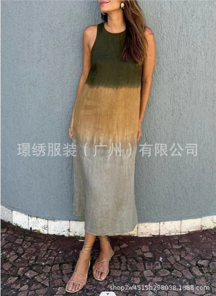 Women's dress AliExpress loose sleeveless printed vest long dress dress m302053