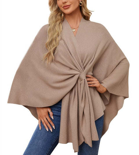 Ladies Elegant One Piece Solid Color Soft Shawl Jacket Cloak Top m301329
