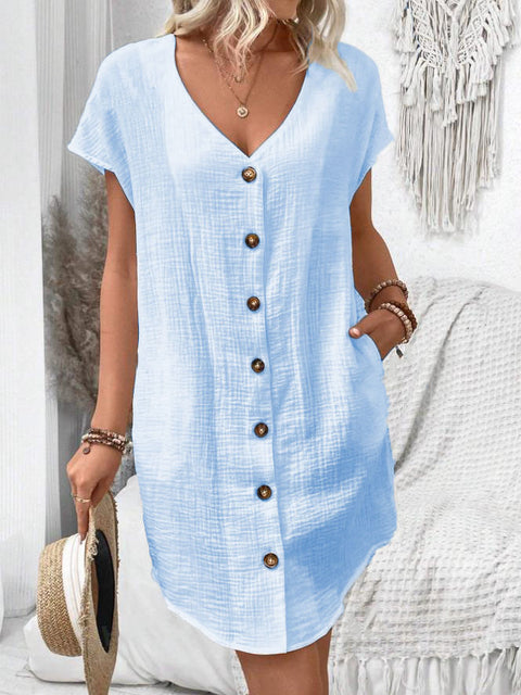 Summer simple V-neck button dress women's vest skirt m301482