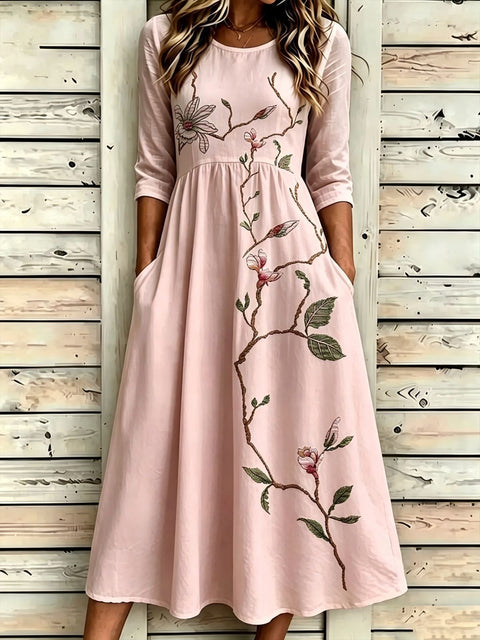 Mode Digitaldruck weites Kleid Blumen m303053