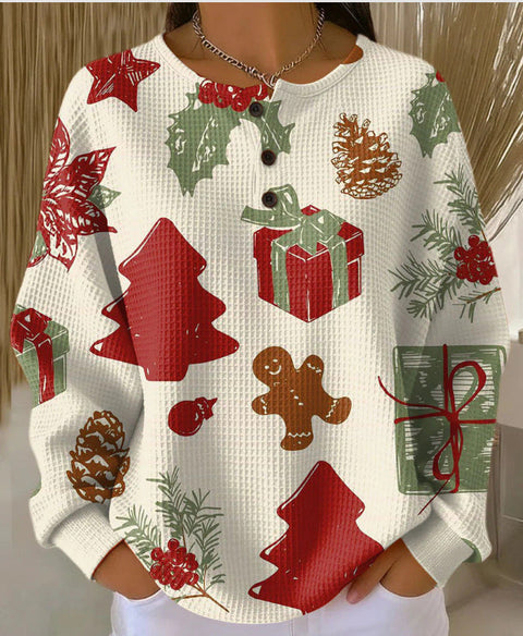 New retro 3D digital printing three-button stand-up collar Polo sweater m302116