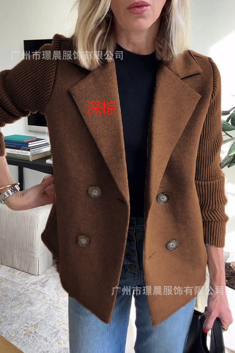Women's fashion temperament woolen splicing jacket m302098
