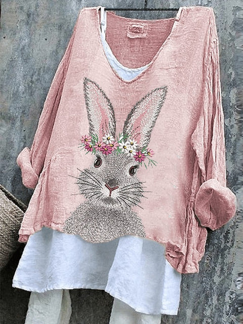 Women's pullover loose casual long-sleeved 3D printed pullover T-shirt m302447