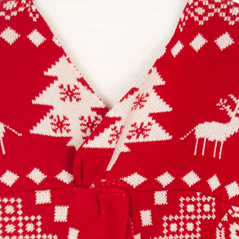 V-neck double-sided irregular blouse sweater backless off-the-shoulder Christmas snowflake pattern long-sleeved women's wool top m301954