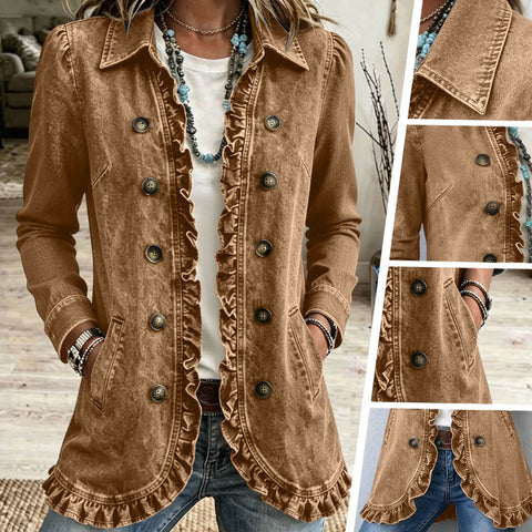 Jacket Edge Button Cardigan Women's Lapel Button Loose Casual Denim Jacket m303254